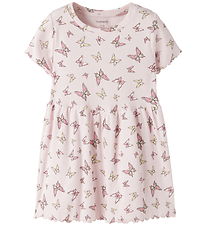 Name It Kjole - Rib - NmfVemma - Cradle Pink/Butterflies