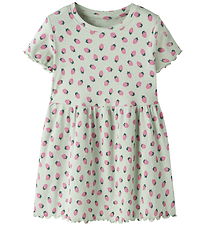 Name It Kjole - Rib - NmfVemma - Pale Aqua/Strawberries