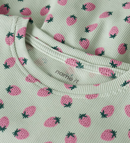 Name It Kjole - Rib - NmfVemma - Pale Aqua/Strawberries