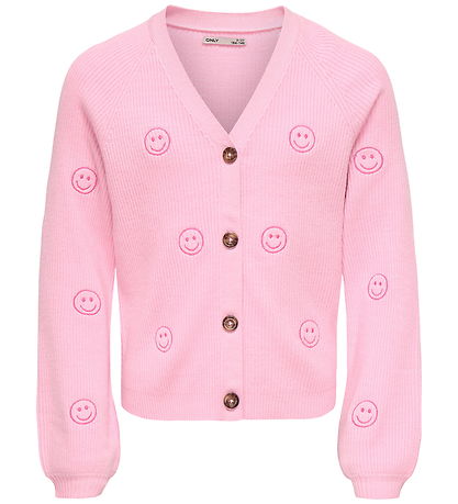 Kids Only Cardigan - Strik - Smiley - Sweet Lilac/EMB Smiley/Pin