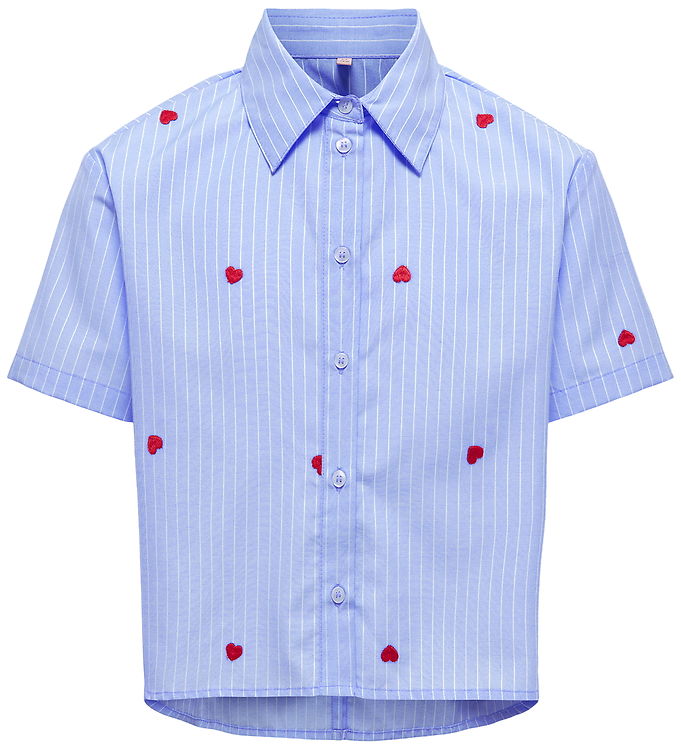 Kids Only Skjorte - KogNew - Moonlight Blue/Cloud Dancer/EMB Red