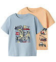 Name It T-shirt - 2-pak - NmmVagno - Peach Fuzz/Blue Fog