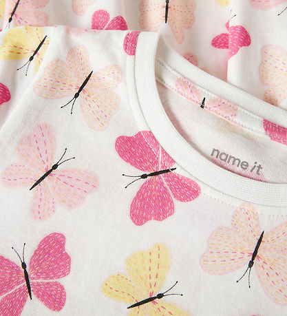 Name It Kjole - NmfVigga - Bright White/Pink Butterfly