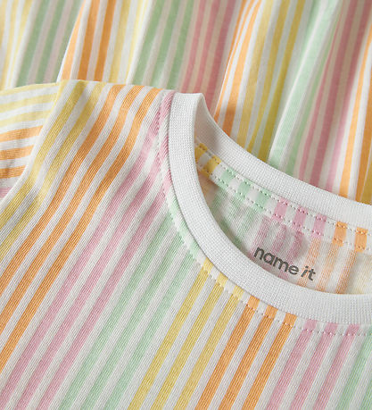 Name It Kjole - NmfVigga - Bright White/Cool Stripe