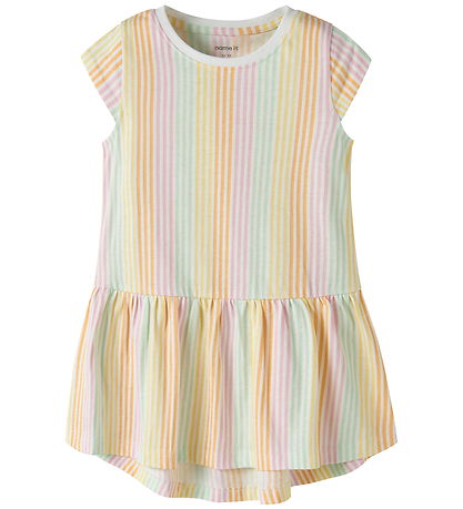 Name It Kjole - NmfVigga - Bright White/Cool Stripe