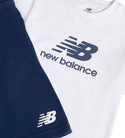 New Balance Shortssæt - Stacked Logo - Bright White