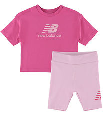 New Balance Shortssæt - Stacked Logo - Pink Satin