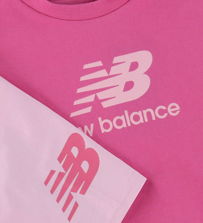 New Balance Shortssæt - Stacked Logo - Pink Satin