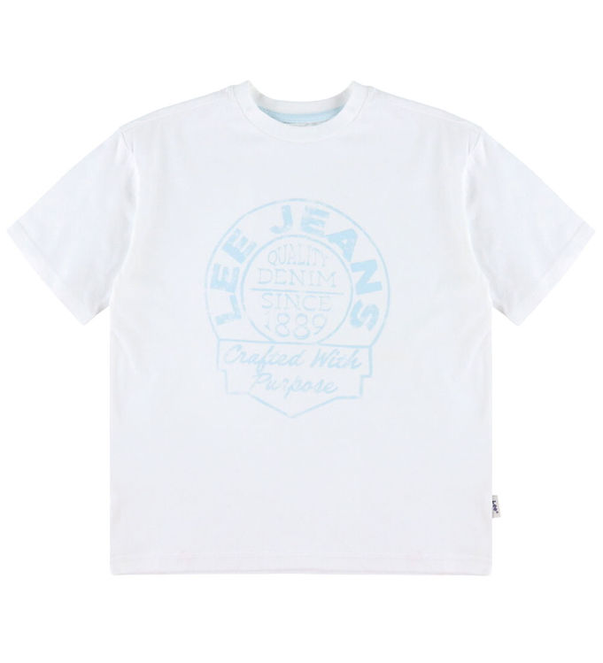 Lee T-shirt - Relaxed Graphic - Bright White m. Lyseblå