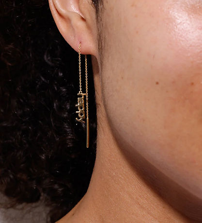 Design Letters Ørering - 1 stk. - HAPPY - 18 k Guldbelagt