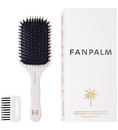 Fan Palm Hårbørste - Medium - Glossy White