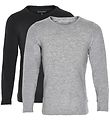 Minymo Bluse - 2-pak - Sort/Gråmeleret m. Blonde