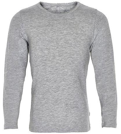 Minymo Bluse - 2-pak - Sort/Gråmeleret m. Blonde