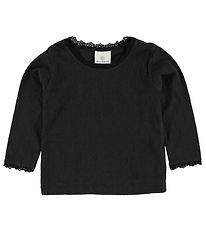 En Fant Blouse - Black w. Pointelle En Fant Blouse - Black w. Pointelle
