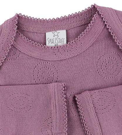 Smallstuff Bodysuit - L/S - Dusty Purple w. Pointelle Smallstuff Bodysuit - L/S - Dusty Purple w. Pointelle