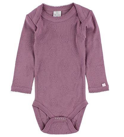 Smallstuff Bodysuit - L/S - Dusty Purple w. Pointelle Smallstuff Bodysuit - L/S - Dusty Purple w. Pointelle