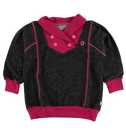 Katvig Sweatshirt - Sortmeleret m. Mørk Pink