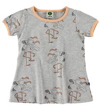 Småfolk Kleid - Graumeliert/Orange m. Flamingos Småfolk Kleid - Graumeliert/Orange m. Flamingos