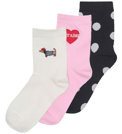 Kids Only Strømper - 3-pak - KogIne - Cloud Dancer/JeTaime/ Pink
