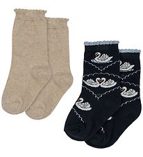 Konges Sløjd Strømper - 2-pak - Jaquard - Navy/Off White
