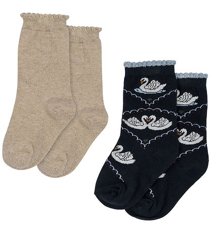 Konges Sløjd Strømper - 2-pak - Jaquard - Navy/Off White