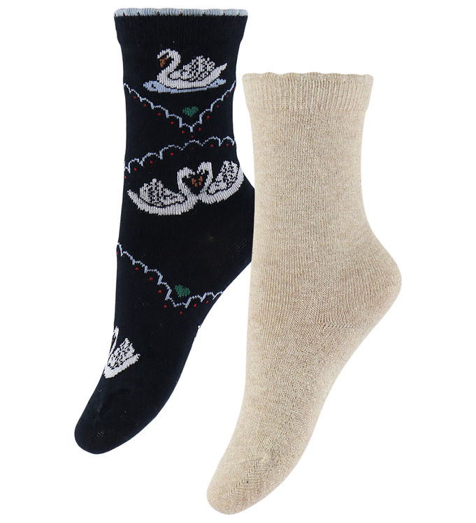 Konges Sløjd Strømper - 2-pak - Jaquard - Navy/Off White