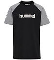 Hummel T-Shirt - hmlJR LOGO - Sort/Grey Melange