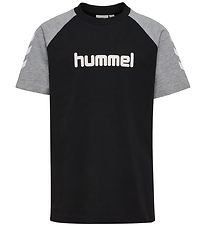 Hummel T-Shirt - hmlJR LOGO - Sort/Grey Melange