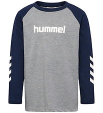 Hummel Bluse - hmlJR LOGO - Grey Melange/Dress Blues