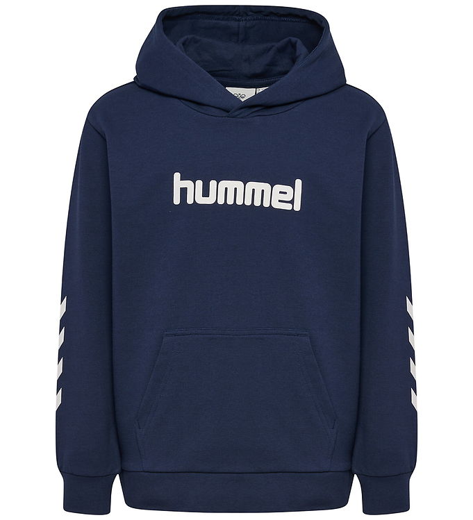 Hummel Hættetrøje - hmlJR Reg Logo - Dress Blues m. Print