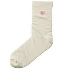 Name It Strømper - NkfLisok - Antique White/Embroider Heart