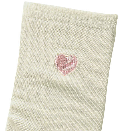 Name It Strømper - NkfLisok - Antique White/Embroider Heart
