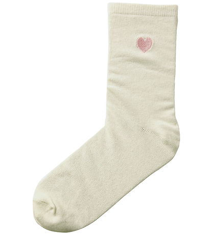 Name It Strømper - NkfLisok - Antique White/Embroider Heart