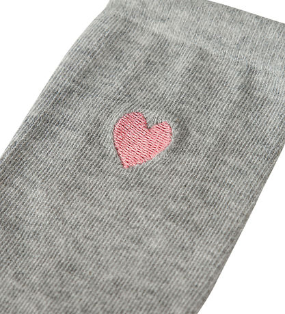 Name It Strømper - NkfLisok - Grey Melange/Embroider Heart