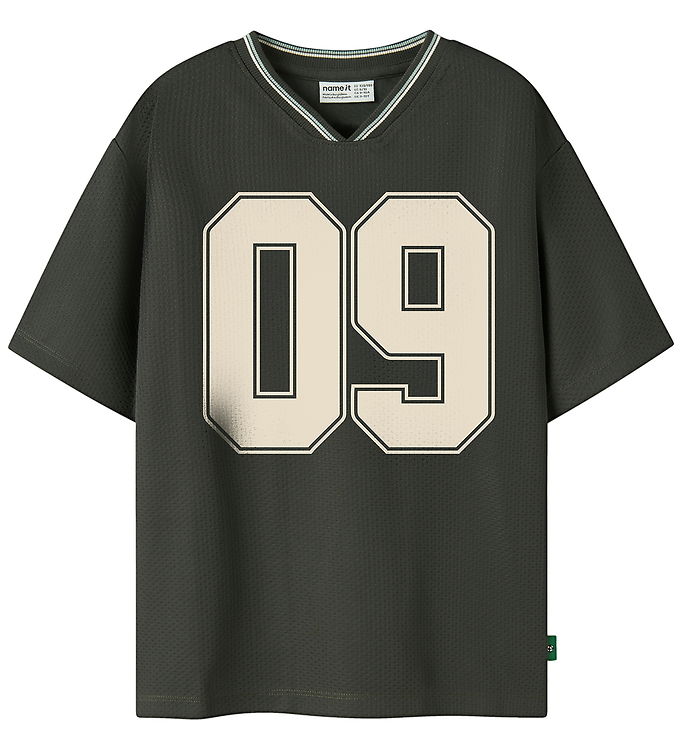 Name It Las Peat - T-shirt - Beige/Sort - 134-140