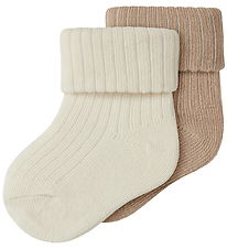 Name It Strømper - 2-pak - NbnNugat - Antique White/Sesame