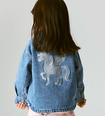 Name It Denimjakke - NmfLuna - Medium Blue Denim/Unicorn Glitter