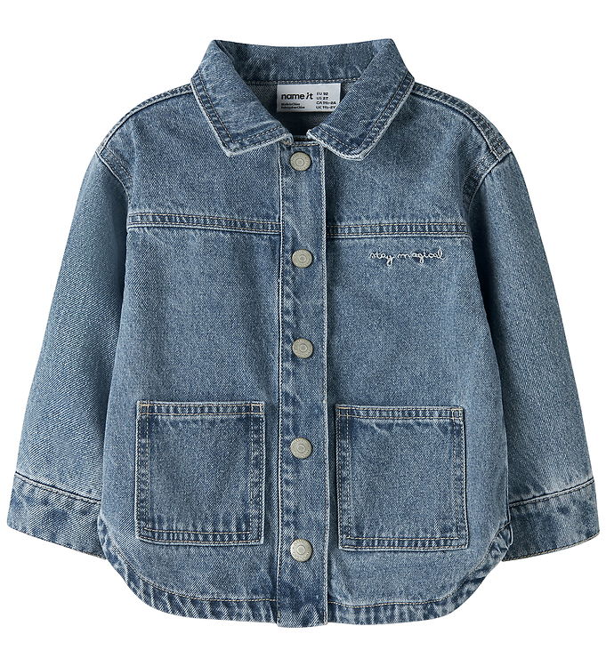 Name It Denimjakke - NmfLuna - Medium Blue Denim/Unicorn Glitter