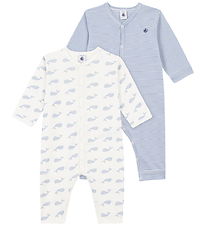 Petit Bateau Natdragter - 2-pak - Hvid/Blå
