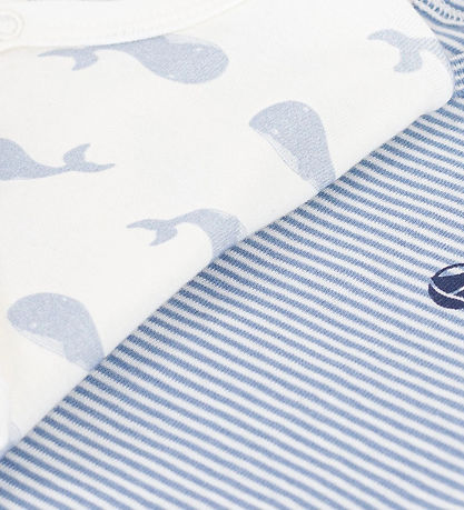 Petit Bateau Natdragter - 2-pak - Hvid/Blå