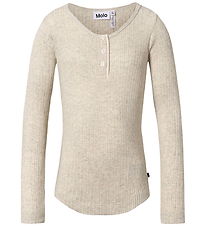 Molo Bluse - Rib - Ruby -  Oatmeal Melange