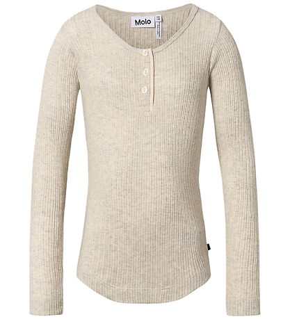 Molo Bluse - Rib - Ruby -  Oatmeal Melange