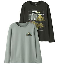 Name It Bluser - 2-pak - NkmVictor - Peat/Green Milieu
