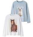 Name It Bluser - 2-pak - NkfVotea - Bright White/Subdued Blue