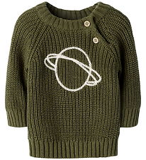 Lil Atelier Bluse - Strik - NbmEmlen - Winter Moss m. Planet