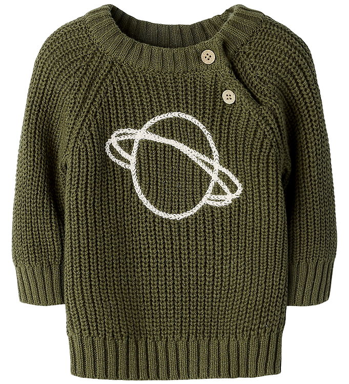 Lil Atelier Bluse - Strik - NbmEmlen - Winter Moss m. Planet