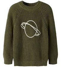 Lil Atelier Bluse - NmmEmlen - Strik - Winter Moss m. Planet