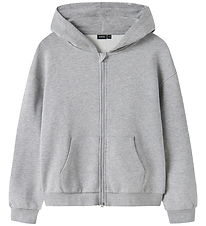 LMTD Cardigan m. Hætte - Sweat - NlnNevo - Grey Melange