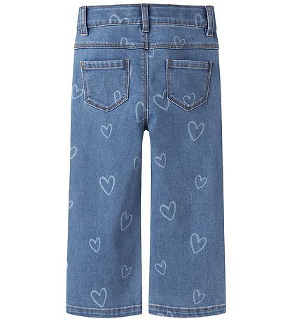 Name It Jeans - Wide - NmfRose - Medium Blue Denim/Hearts