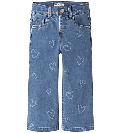 Name It Jeans - Wide - NmfRose - Medium Blue Denim/Hearts